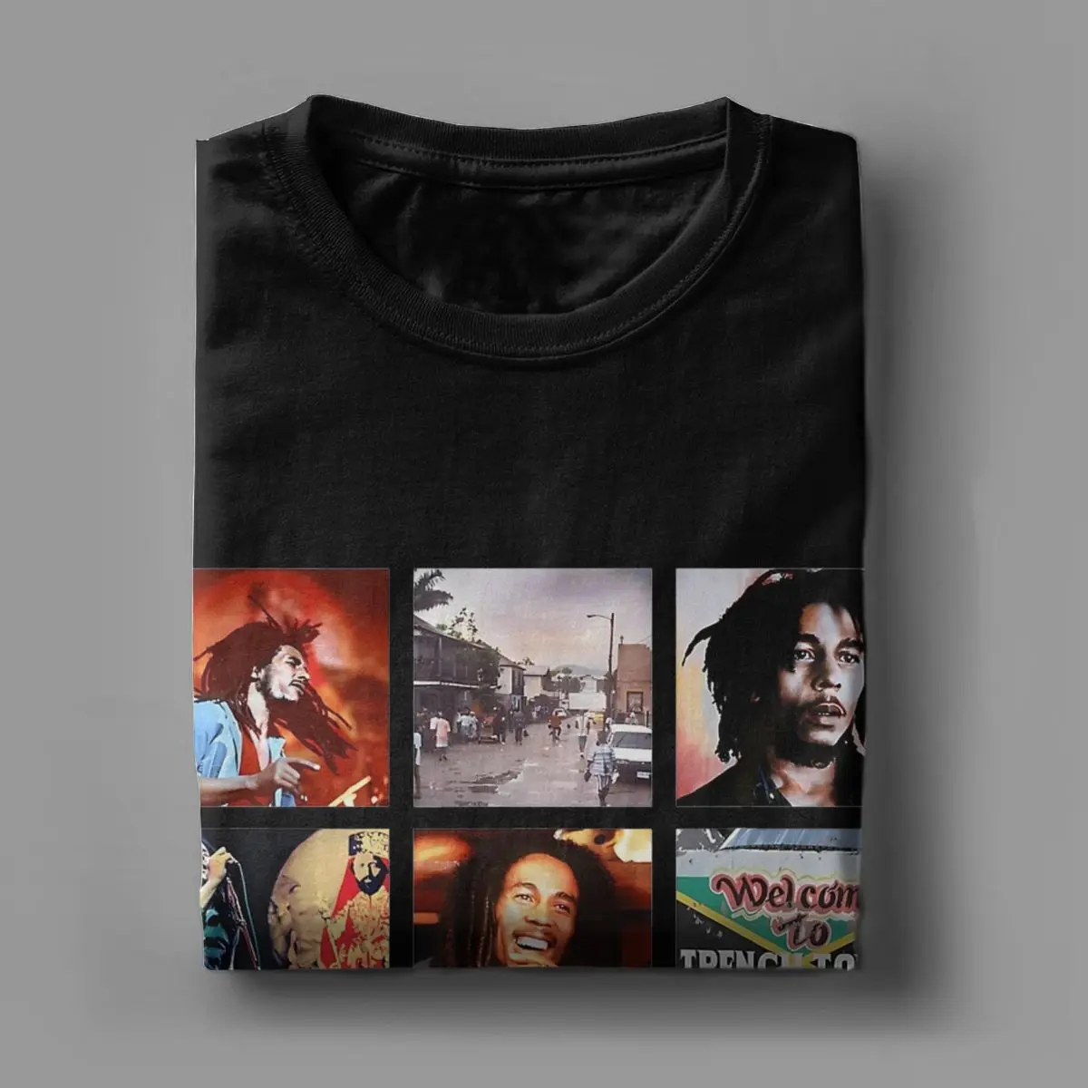 Bob-Marley Collage Reggae T-Shirt for Men Women Jamaican Music Vintage Pure Cotton Tees Short Sleeve T Shirts 6XL Clothing