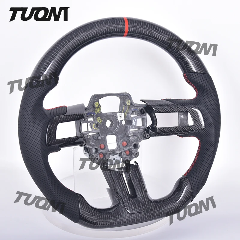 Custom LED Sports Carbon Fiber Car Steering Wheel For Ford Mustang Shelby GT14 Alcantara/Leather