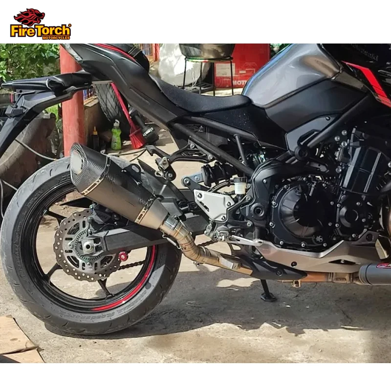 Slip On For Kawasaki Z900 A2 Z900e 2017-2023 Motorcycle Exhaust Muffler Escape Moto Modiifed Stainless Middle Mid Link Pipe