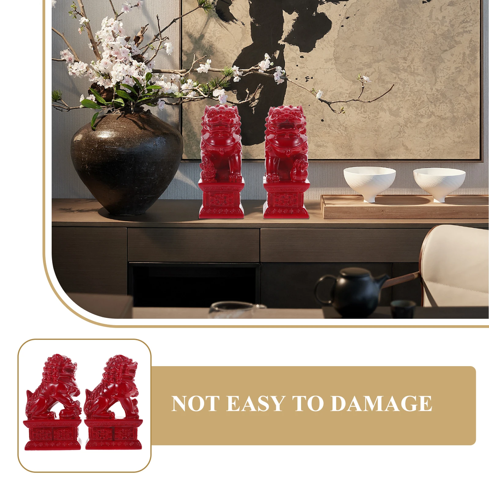 

1 Pair Small Sculpture Adornment Mini Resin Decor Desktop Office Home Ornament Red Sandalwood Statue Craft Home