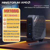 MinisForum HX100G HX99G Gaming Mini PC AMD Ryzen 7 7840HS 9 6900HX Radeon RX 6600M 8G Windows 11 DDR5 2xUSB4 Gamer Computer