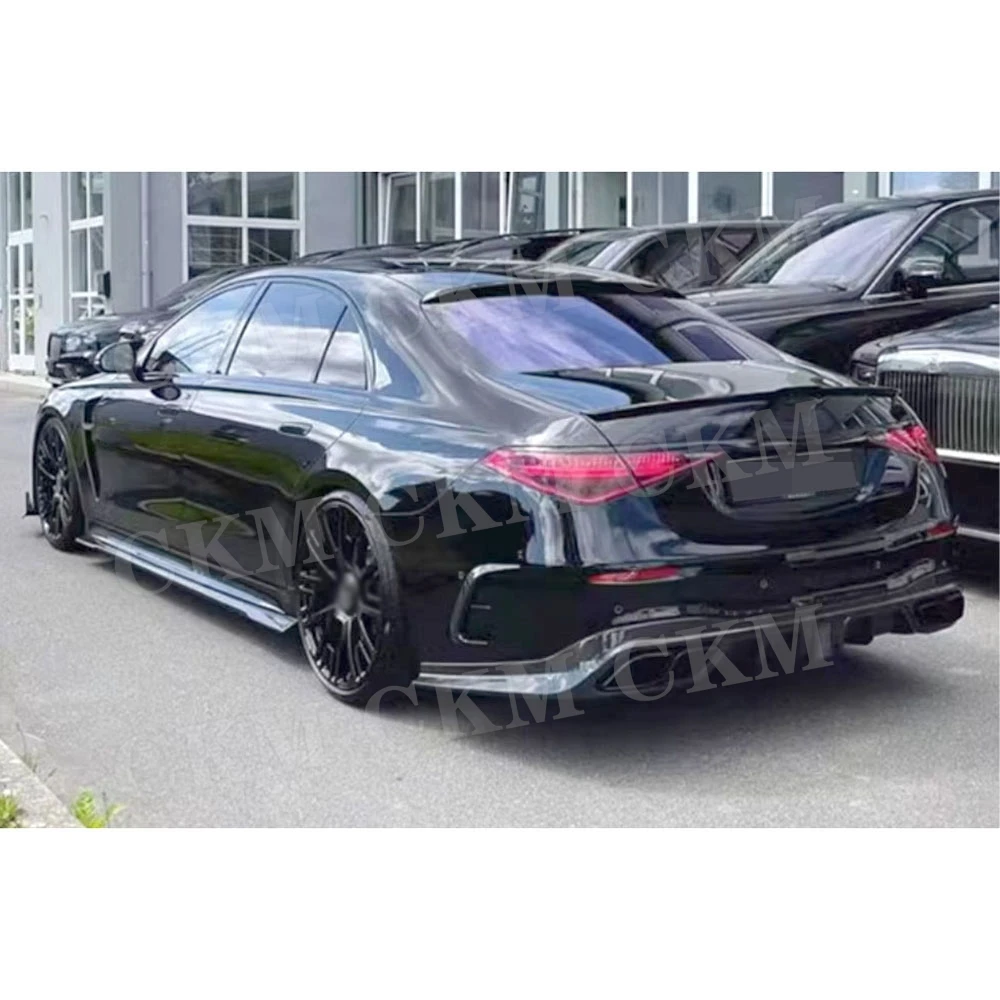 

Carbon Fiber Rear Splitters for Benz S Class W223 S450 S500 Sport 2021-2023 FRP Rear Diffuser Lip Spoiler With LED