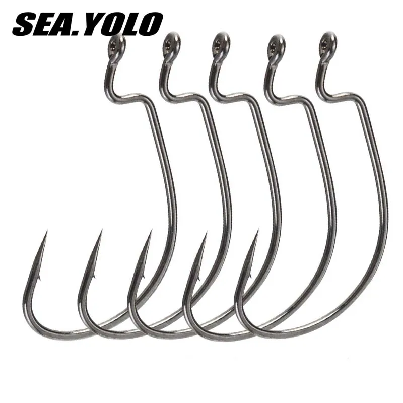 Sea.Yolo Fishing Hook High Carbon Steel Crank Hook Barbed Hook Reinforced Wide Crank Hook Blood Groove Hook Sea Fishing Hook