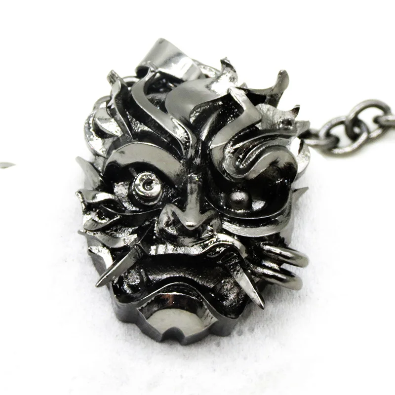 Samurai Mask Medallion Pendant Necklace 32*25mm Wizard School Monster Hunter Wild 3D Punk Black Games Chains Necklace view 6
