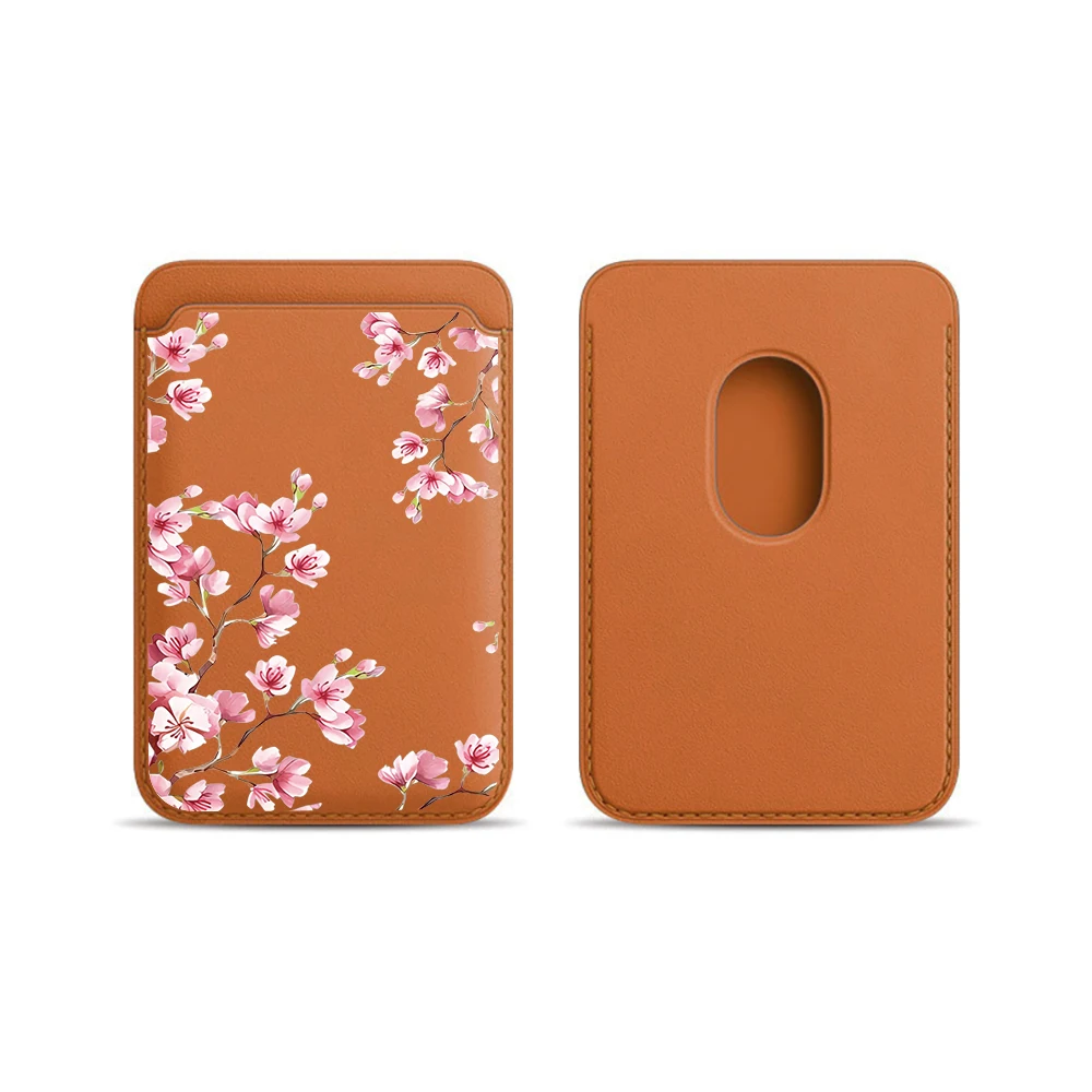 Kirschblüten-Leder-Kartenetui Handy-Kartenhalter Magnetische Hülle Geeignet für alle iPhone Magsafe-Karten-Handy-Rückseiten-Taschen – Detail 11