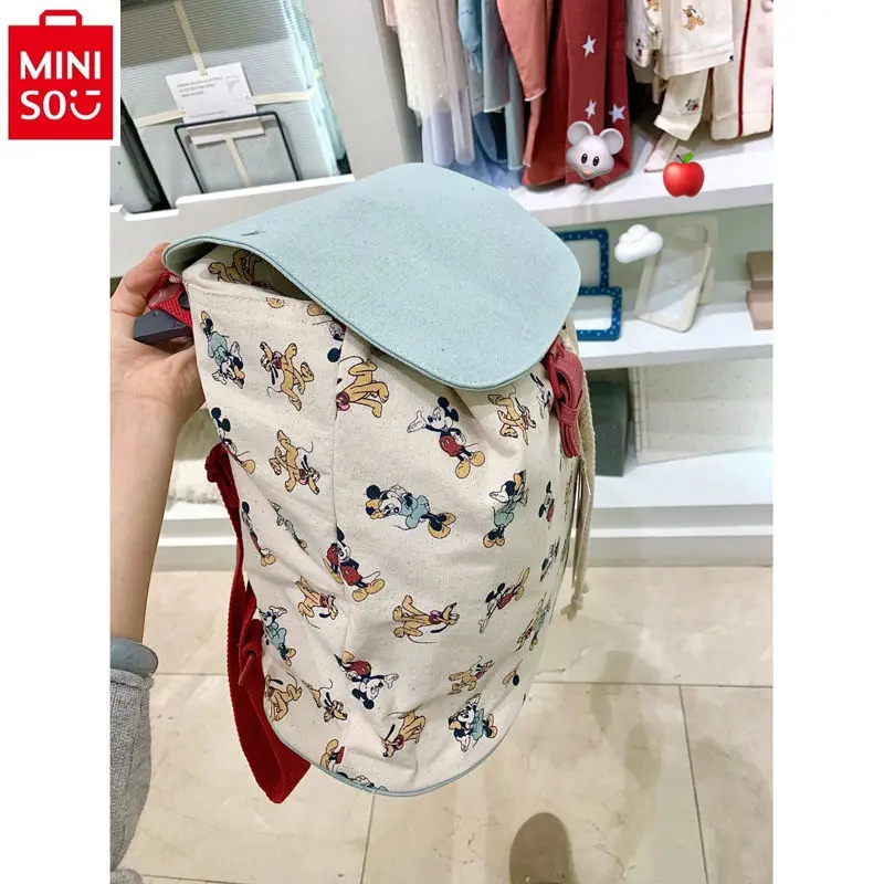 Miniso рюкзак с Микки Маусом Универсальный контрастный цвет Повседневная мультяшная девочка с сердцем большой емкости шнурок сумка для книг