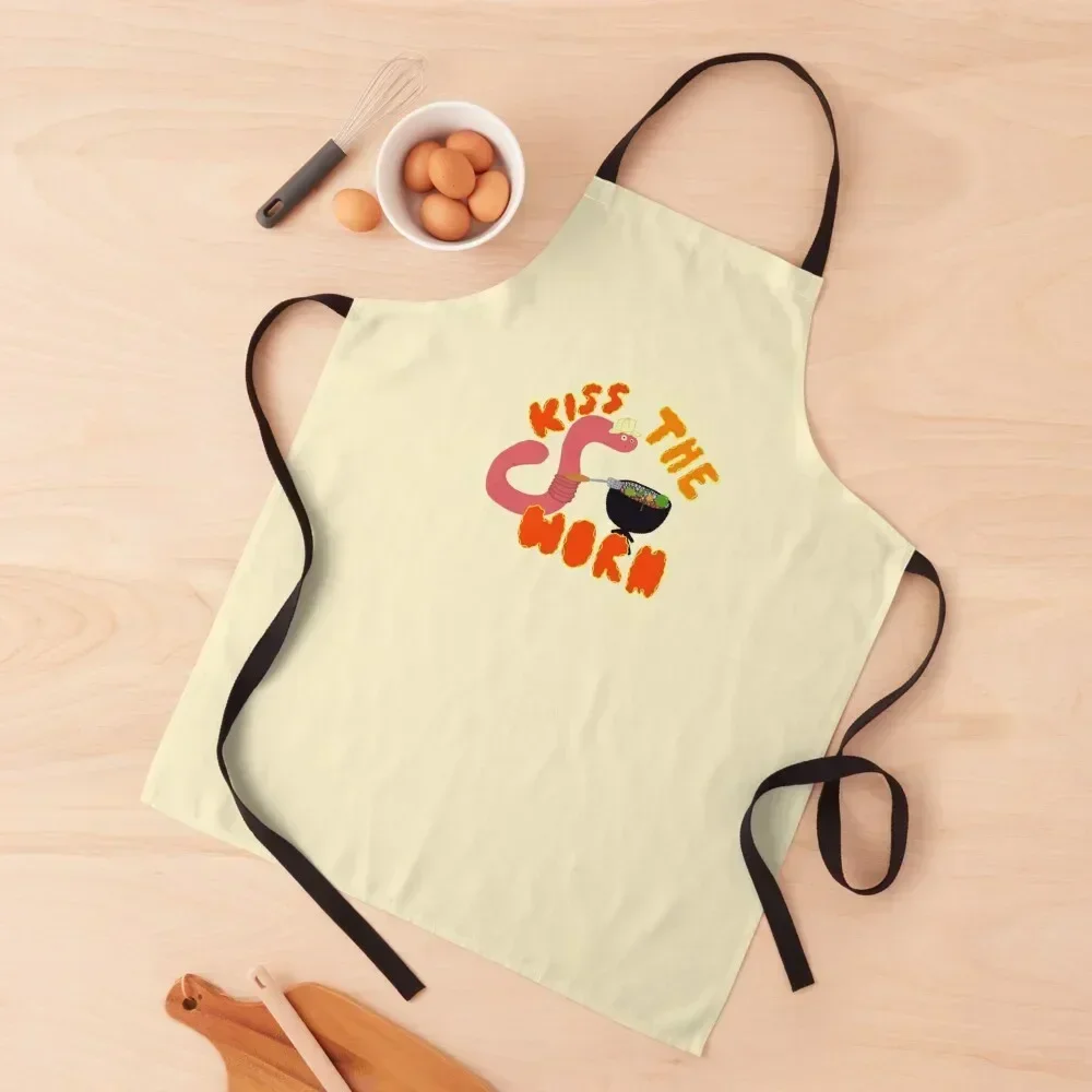 

Kiss the Worm Apron Christmas gift Kitchen And Home Items Korean For Home Accessories Apron