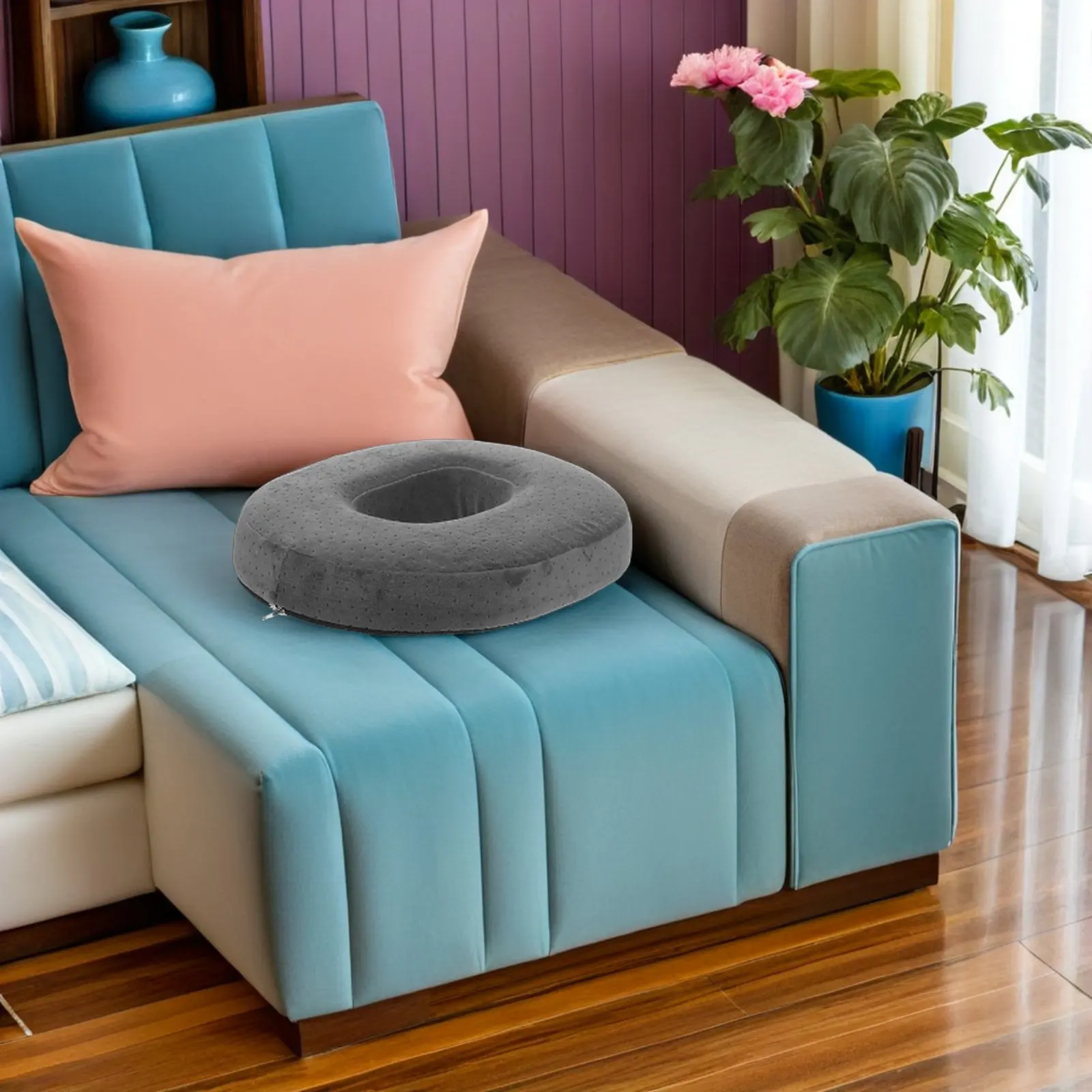 Breathable Memory Foam Donut Seat Cushion 13.76x16.9 Inch Ergonomic Office Chair Cushion Tailbone Relief Stool Replacement