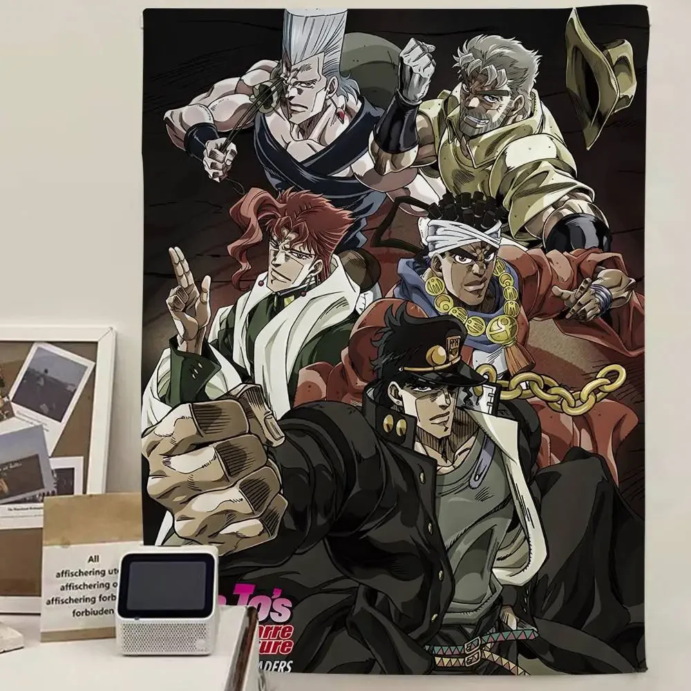 Anime JoJos Bizarre Adventure Retro Colorful Tapestry Wall Hanging Bohemian Wall Tapestries Mandala Wall Art Decor