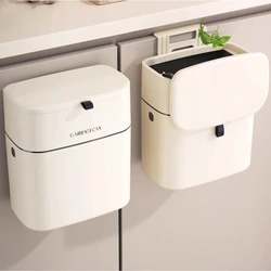 Wall Mounted Trash Can Hanging Household Wastebasket Flip Cover Save Space Garbage Storage Bin Bathroom Garbage Can with Lid