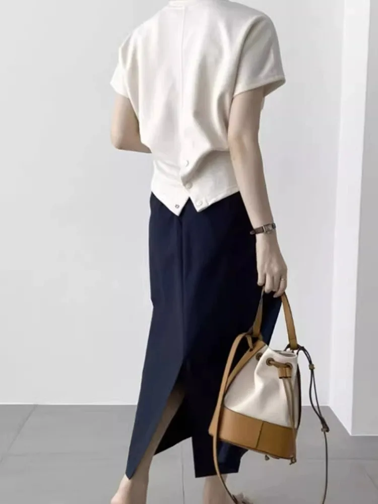 

Plus Size Summer 2025 Casual Simple ort Sve T-irt Women's Faionable Versatile Ba Design Sense Top Commute Korean Sle Loose...