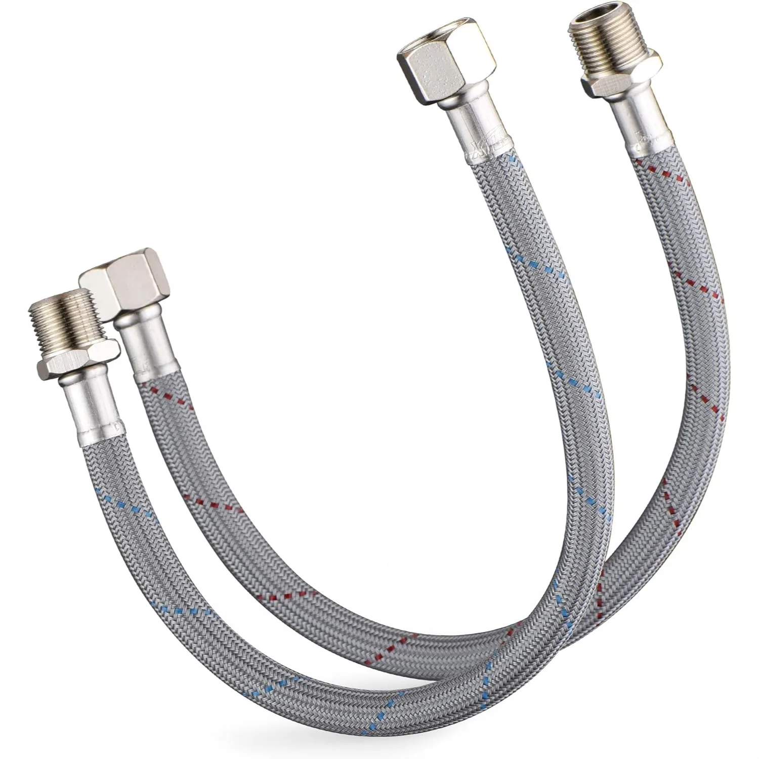 

Faucet Supply Lines 12" x 3/8 Female Thread Connector Braided Nylon Extension Hoses for Bathroom Kitchen Sink, Stainless Steel