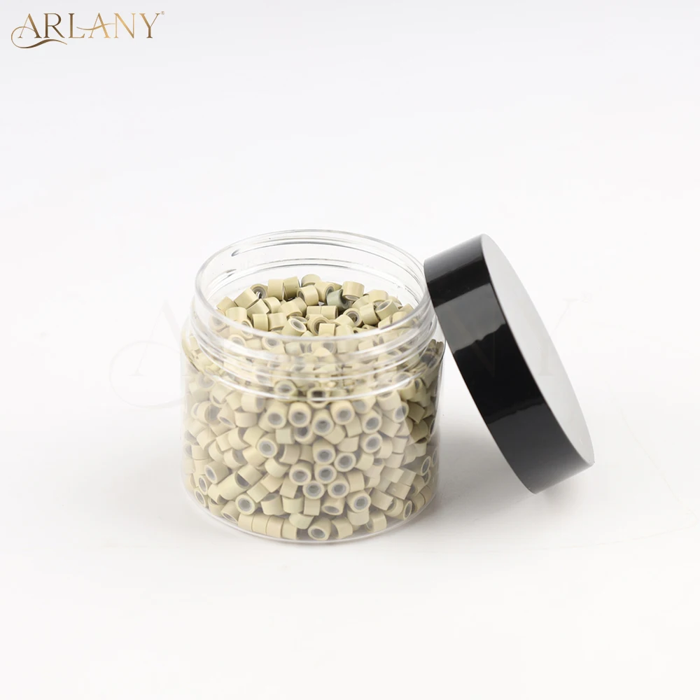 ARLANY 1000個 4mm ティンセル ヘアエクステンション ビーズ シリコンライニング リング マイクロリンク Iチップ ビーズリング エクステンション縫い付け用