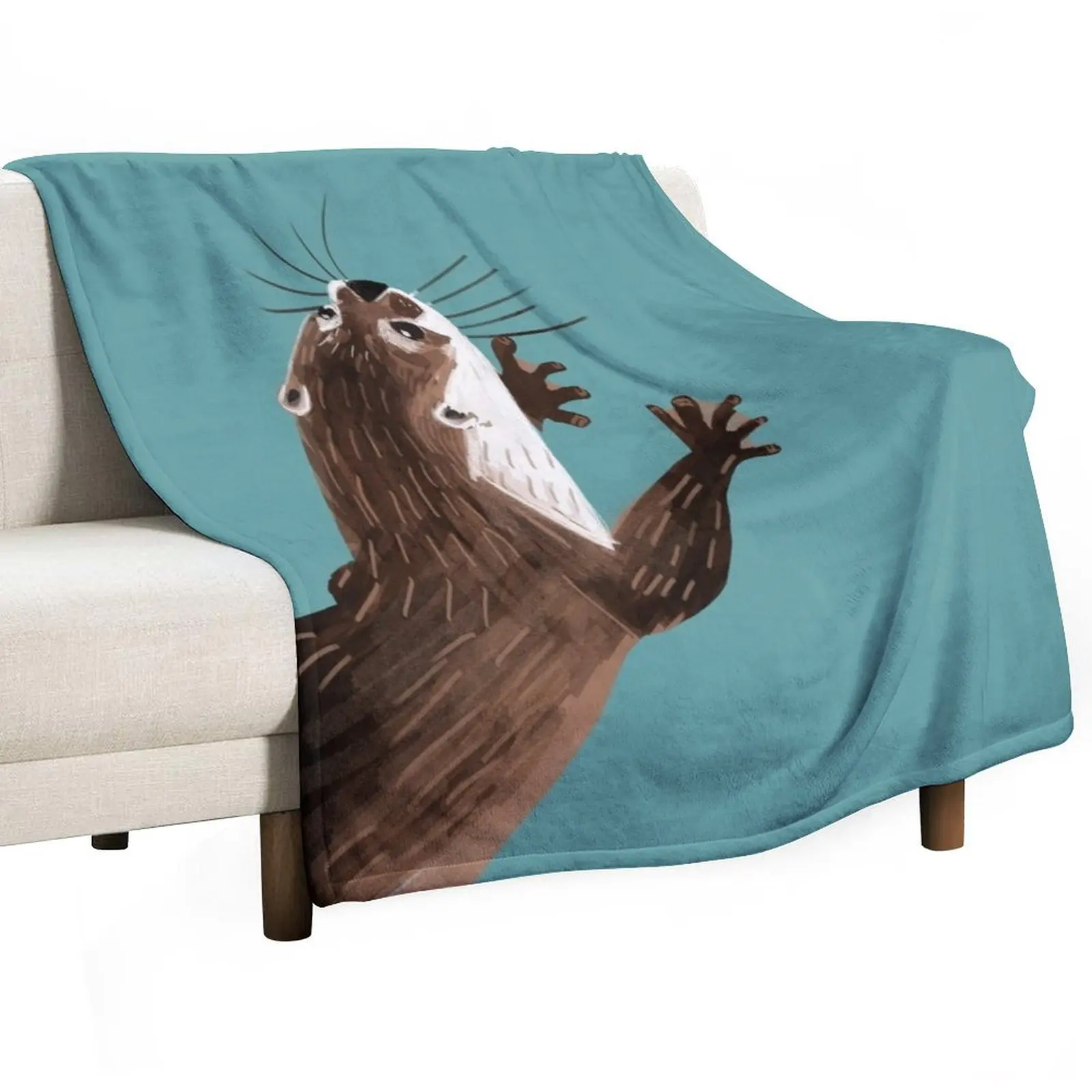 Amblonyx totem otter Cadet blue Throw Blanket Sofa Quilt warm for winter Luxury Bed Fashionable Blankets