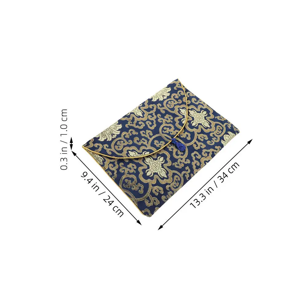 2Pcs Embroidery Brocade Scriptures Bag Delicate Chinese Pattern Lightweight Compact Storage Pouch for Temple Zen Books Sundries