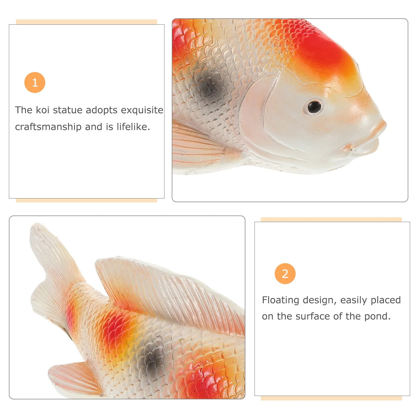 Koi Fish Statue Resin Floating Garden Decoration Realistic Craftsmanship Pond Ornaments Weatherproof Outdoor Decor