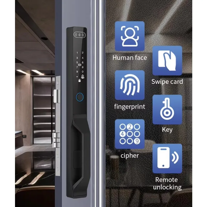 STLF Home Security Outdoor Waterproof 3D Face Recognition Tuya Smart Lock Digital Fingerprint Aluminum Sliding Door Lock