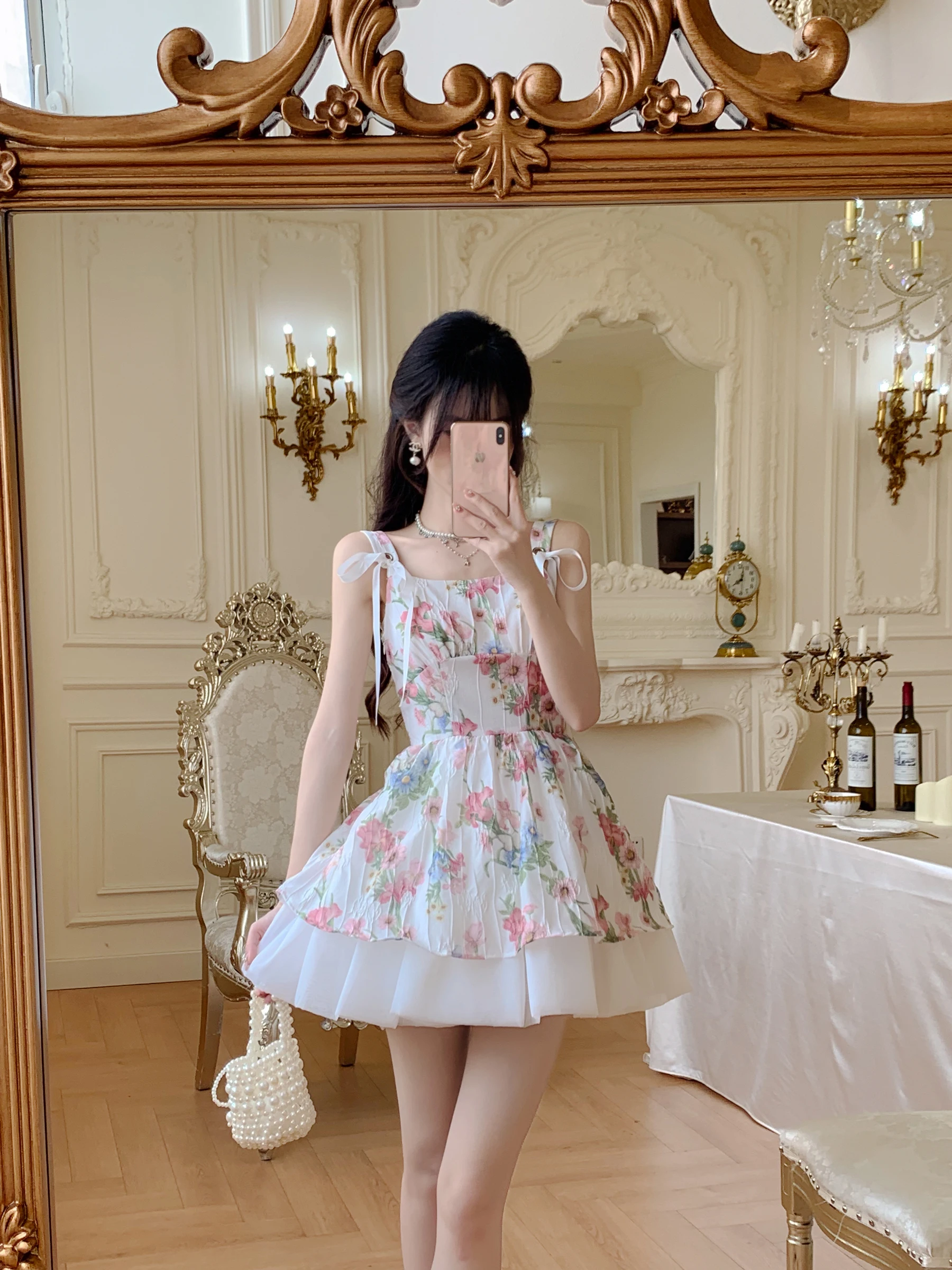ballet-style-puffy-skirt-dress-women's-summer-strapless-high-waist-polka-dot-polyester-fabric-no-sleeve-side-zipper-a-line-skirt