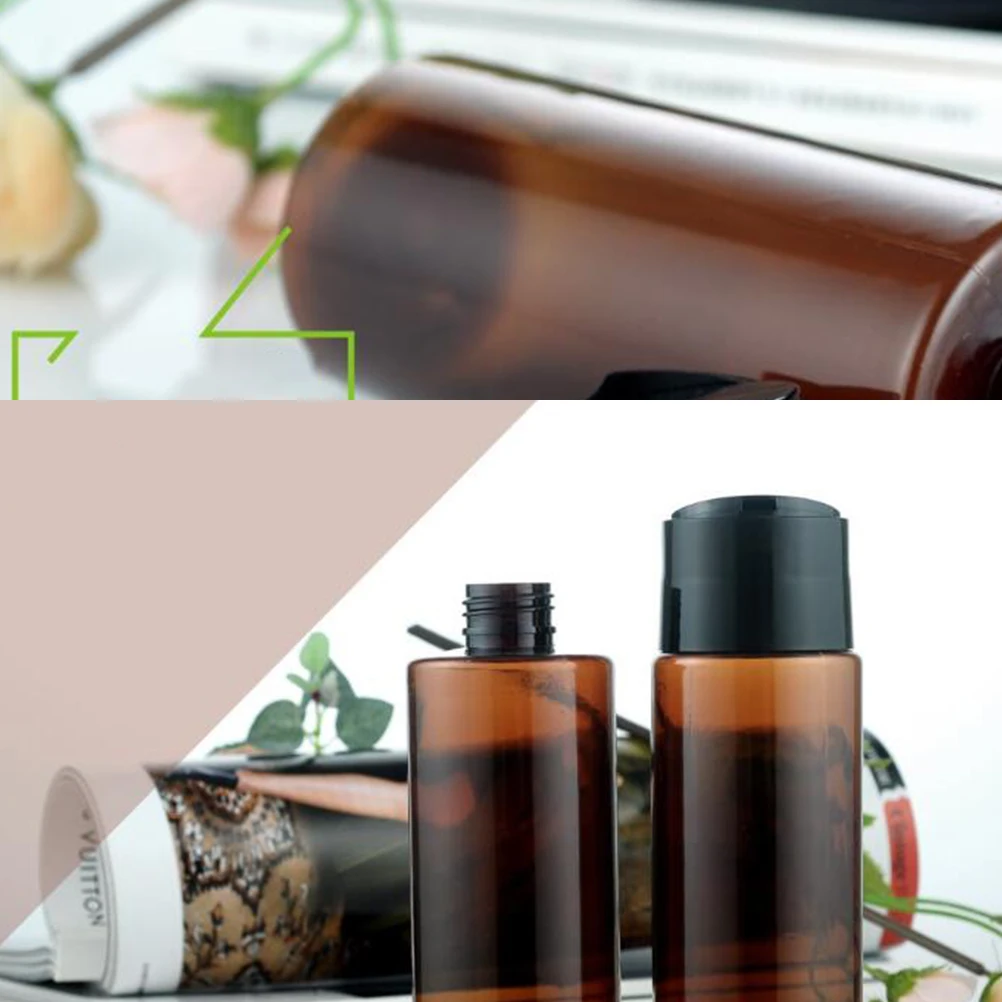 

4pcs Flat Shoulder Bottle Reusable Refillable Travel Size Shampoo Body Lotion Dispenser Emulsion Subpackaging Cosmetics