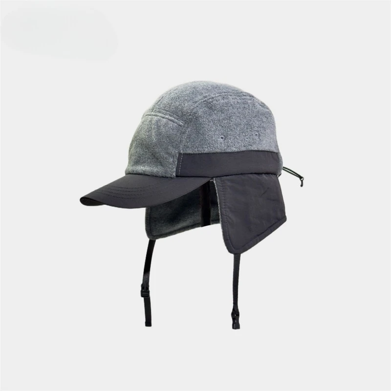 Individuell bedruckte Baseballkappe mit gesticktem Logo, kontrastierenden Farben und Fleece-Ohrschutz für den Winter, warme Bombermütze für Herren zum Reiten – Detail 4