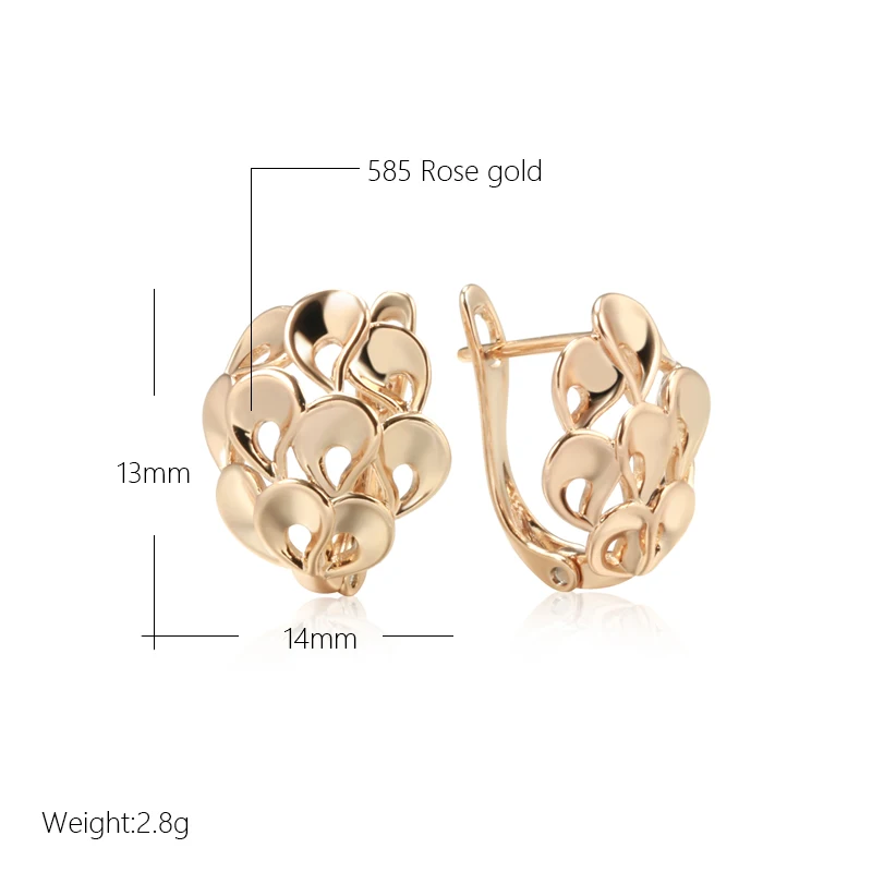 Wbmqda Classic Metal Flower Drop Earrings For Women 585 Rose Gold Color Ethnic Bridal Wedding Jewelry Accessories