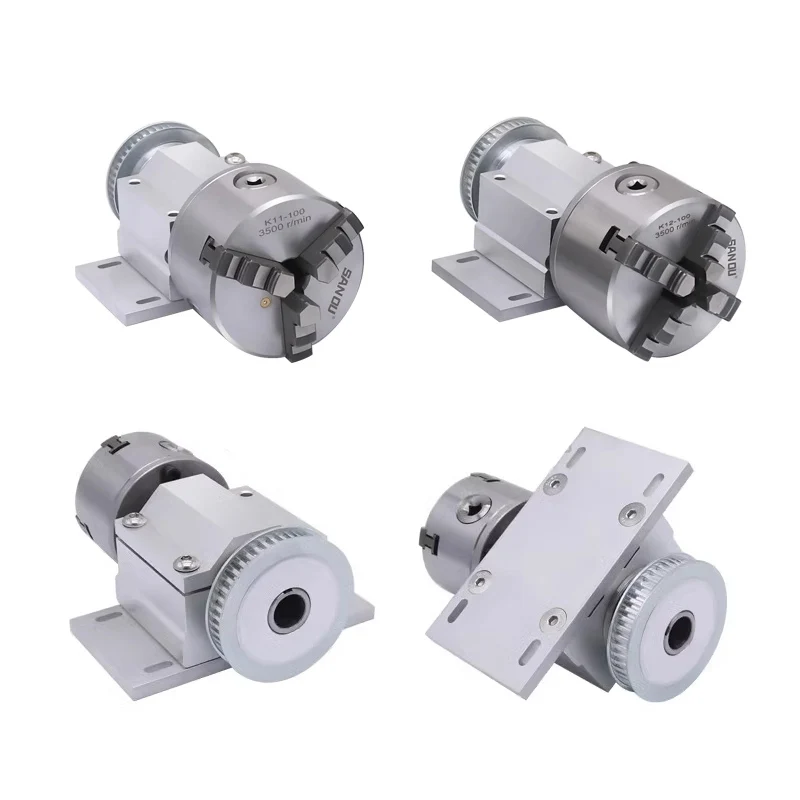 3 Jaw Chuck 100mm 80mm 4 Jaw Chuck for Mini CNC Router Woodwork Laser Marking Machine Rotary Axis Bead Machine