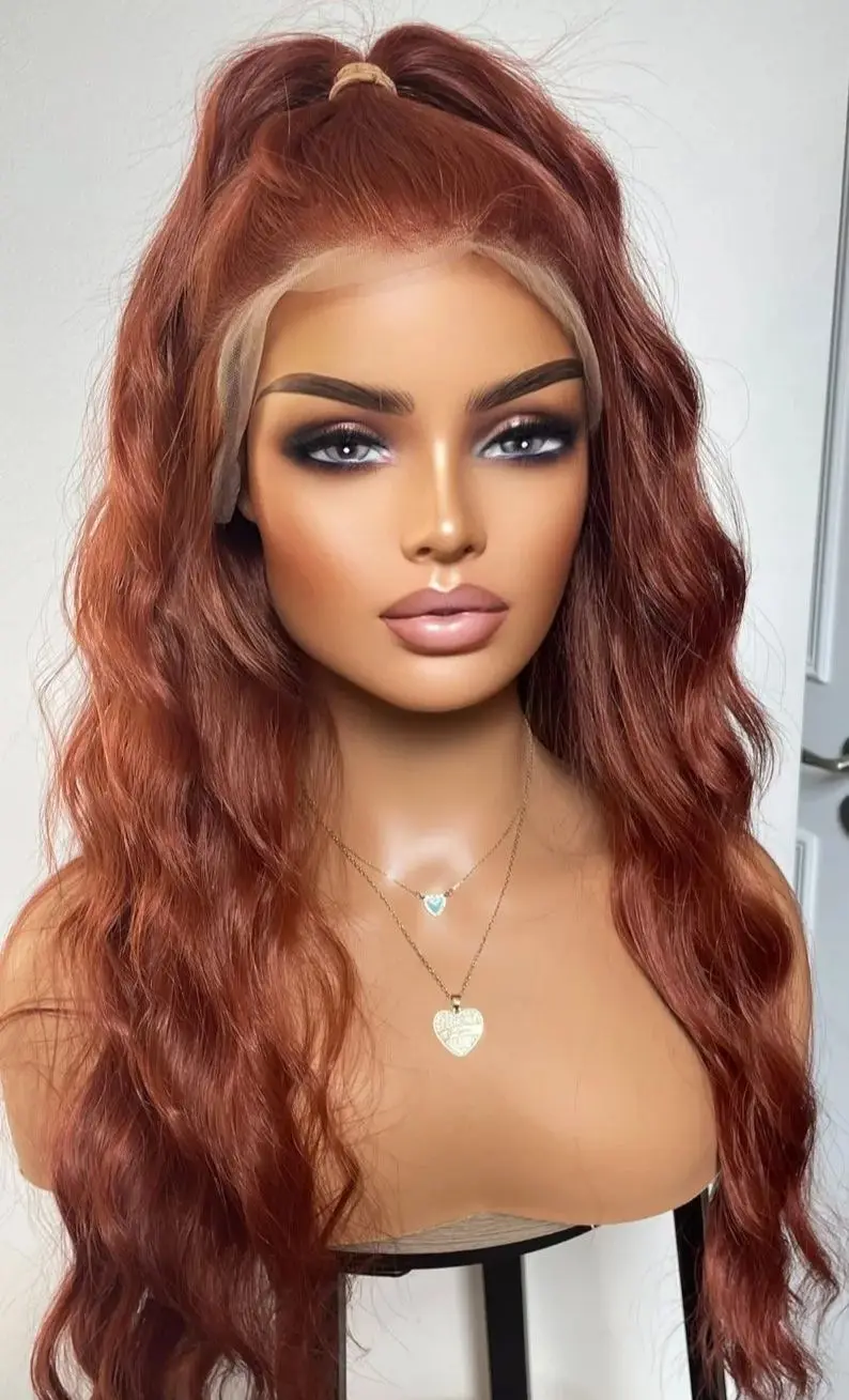 شعر مستعار بني محمر الجسم موجة الدانتيل الباروكة الأمامية 13x4 HD الدانتيل الباروكات غلويليس الدانتيل شعر مستعار أمامي الاصطناعية قبل قطعها شعري طبيعي