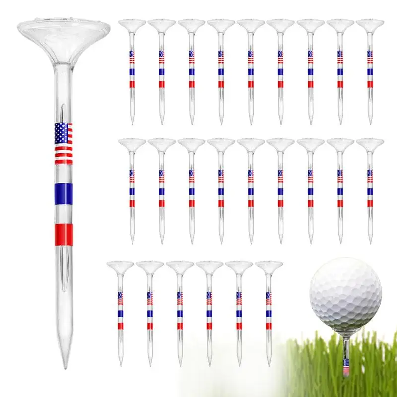 Practice Golf Tees Beginners-Friendly Clear Tee For Golf On-Course Golf Accessories Tees With American Flag Pattern For