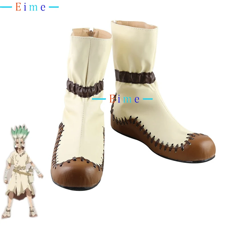 Anime Dr.STONE Ishigami Senku Cosplay Shoes Halloween Carnival Boots PU Leather Shoes Cosplay Props Accessories Custom Made