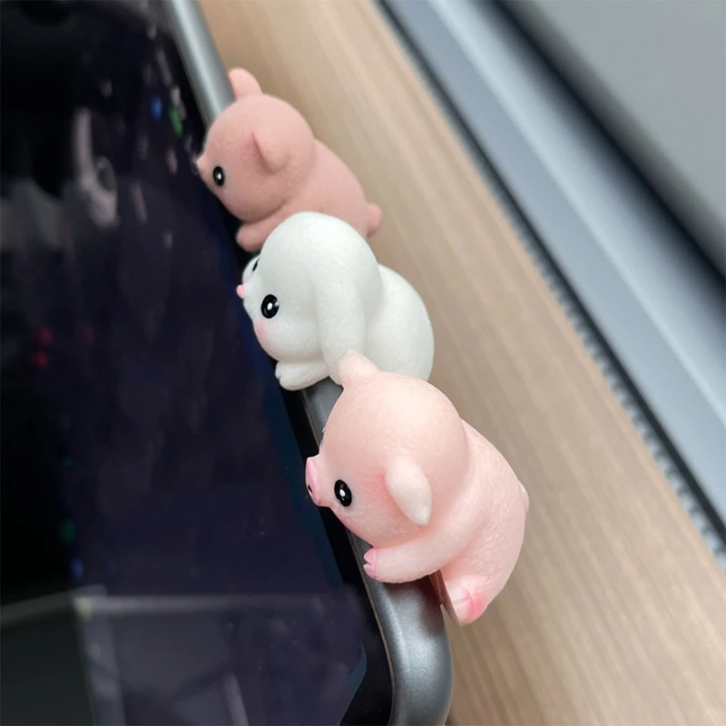 Resin Animal Figures Toy Sculptures 6Pcs Set for Computer Monitors Decors F1CC