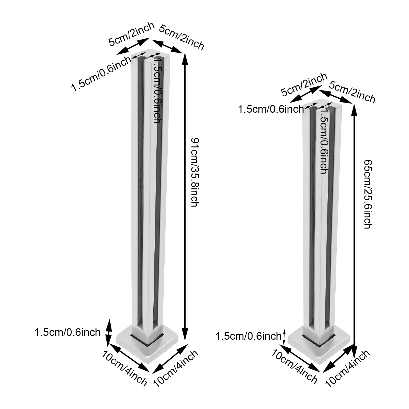Stainless Steel Balustrade for Balustrade Balcony Deck Stairs, Cannot Add Handrail Version(25.6‘’/ 65cm，35.8”/91cm, Corner Post)