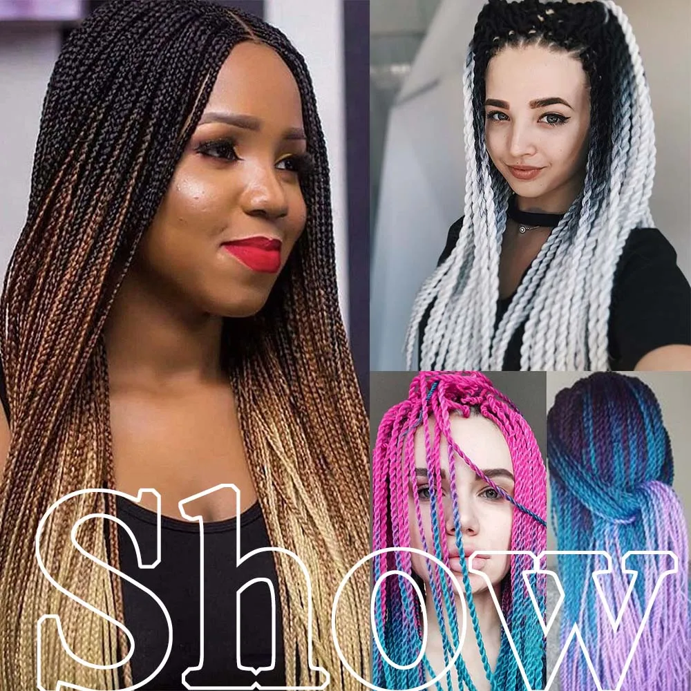 Senegalese Twist Braids Haar 24“ lange Ombre-Farbe kleine und weiche senegalesische Häkel-Flechthaar-Synthetikverlängerungen