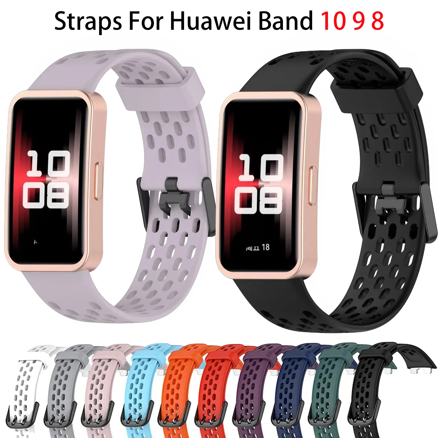 Neues Silikonarmband für Huawei Band 8 9 10, atmungsaktives Ersatzarmband für Huawei Band 10/9/8, Zubehör-Armband