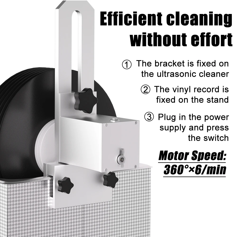 Vinyl Record Cleaner Machine Bracket Spin Washing 8 Records for 6L Ultrasonic Cleaner Bath Kit Vinyl Cleaner Arm Clamp Rack