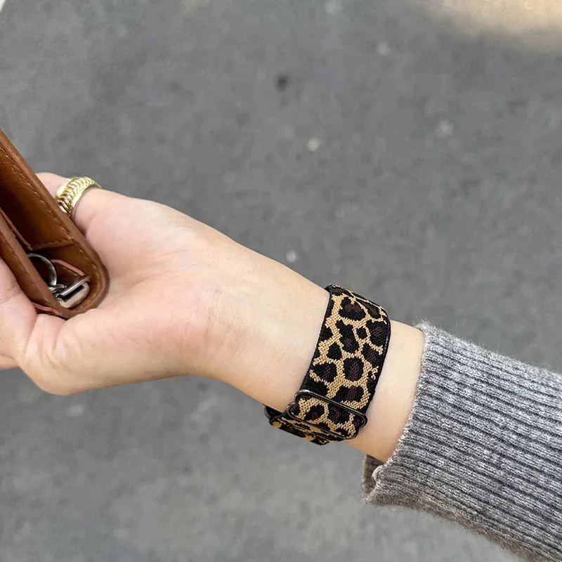 1 Pack Leopard Print Elastic Loop Band For Apple Watch Band 11 10 Strap 38mm 40mm 41mm 42mm 44mm 45mm 49mm, Replacement Bracelet