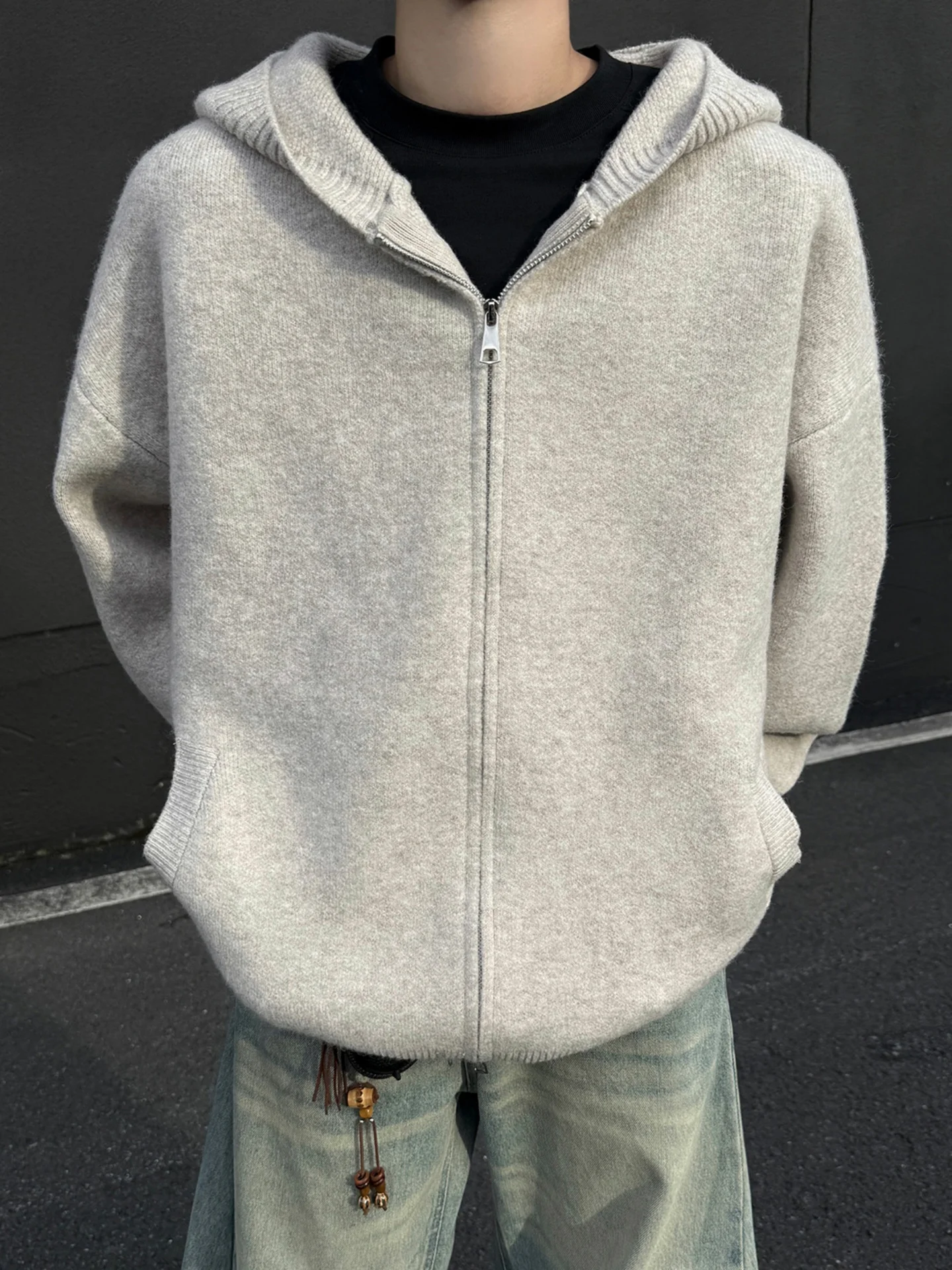 

Мужской кардиган-худи на молнии Cleanfit в американском ретро-стиле, вязаная кофта-жакет, повседневная, удобная, средней толщины, теплая