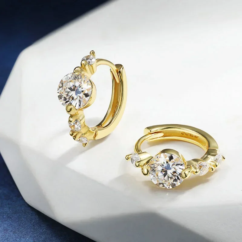 

1CT D VVS1 Moissanite Hoop Earrings For Women Sparkling Diamond GRA Certified Original S925 Silver Ear Buckle Jewelry Gift