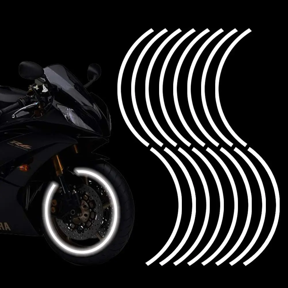 16pcs 17-19'' Reflective Wheel Rim Stripe Decal Sticker for Motorcycle Wheels Car Cycling Bike Bicycle Night Safety Decoration