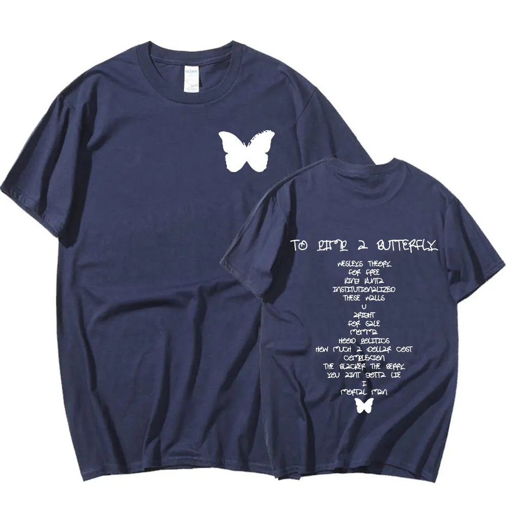 Rapper Kendrick Lamar T shirt To Pimp A Butterfly Album Double Sided Oversize T-shirts Men's Women's T-shirt Hip Hop Streetwear