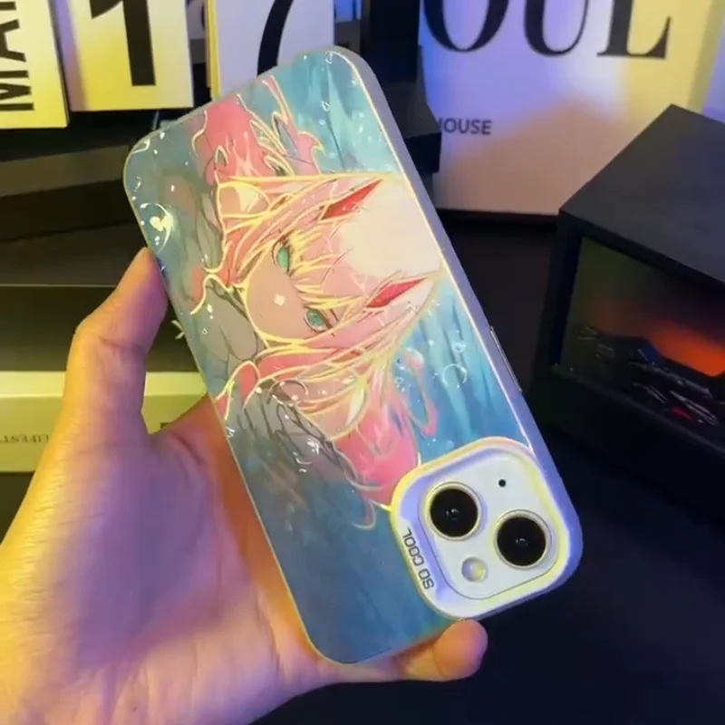 Bonito menina zero dois nadar caso de telefone para iphone 11 12 13 14 15 16 17 pro max plus xr ar mini querido franxxs capa à prova de choque