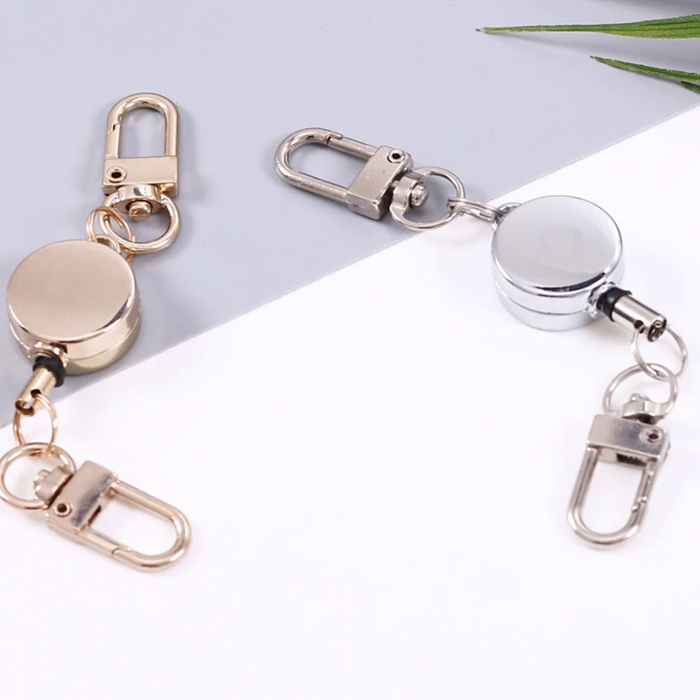 Porte-clés rétractable, 2 pièces, porte-Badge d'identité, Portable, Flexible, petit porte-clés antivol, résilient, multifonctionnel