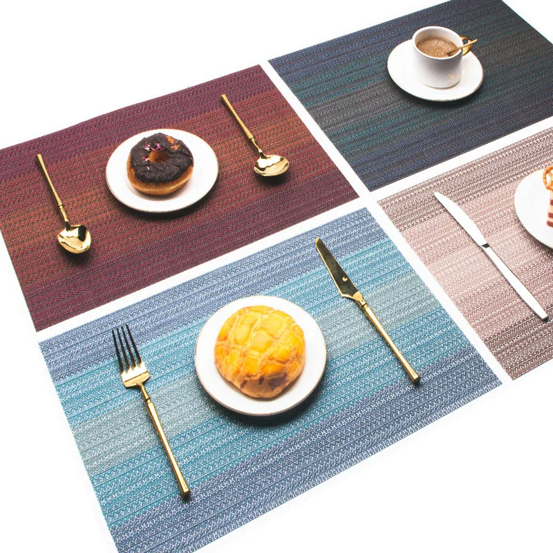 

Woven PVC Table Mat Gradient Nordic Modern Home Dining Table Decor Hotel Restran Placemat 10pcs Coaster accesorios de cocina