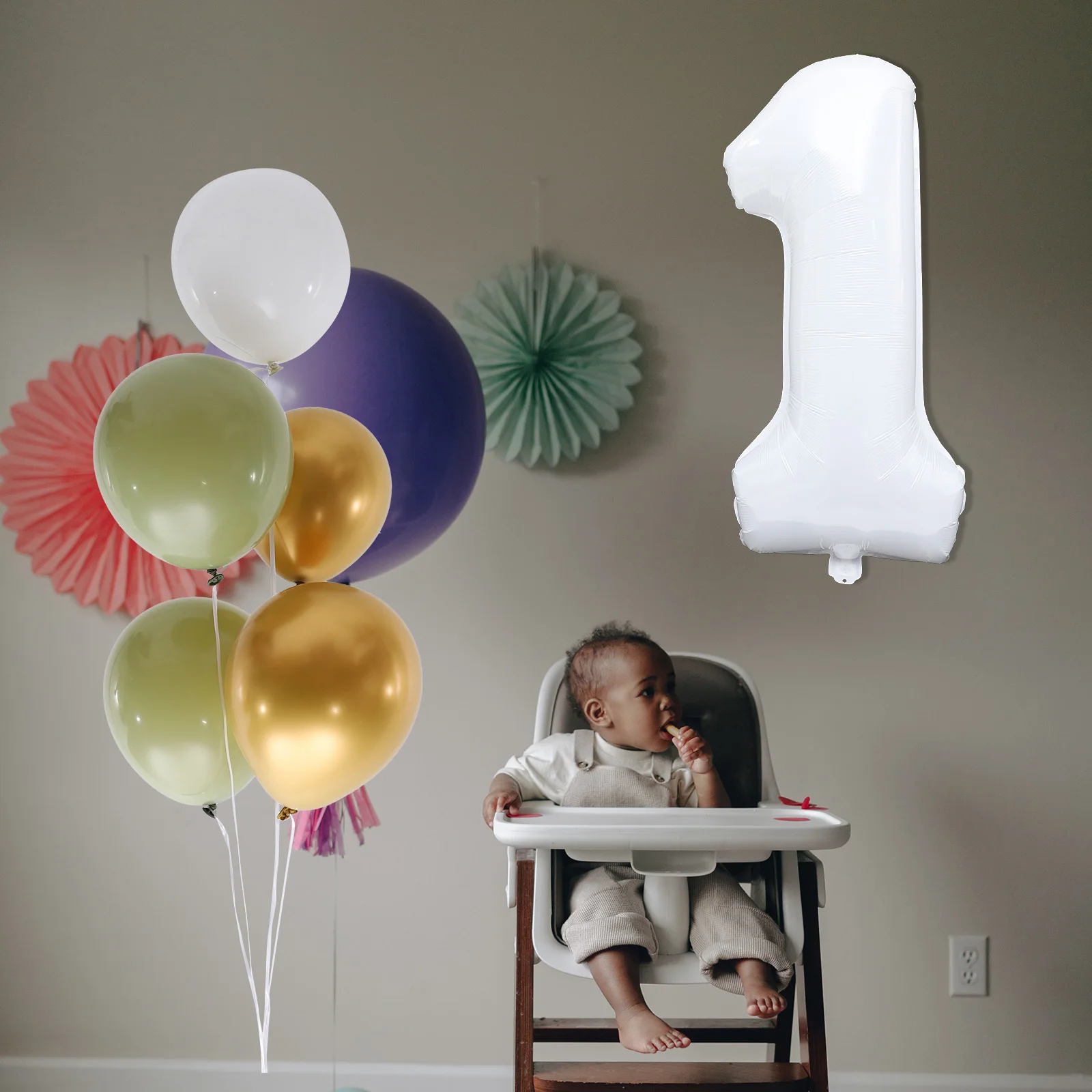 

1Set Number Balloon Bouquet Sage Green Latex Balloons for Birthday Party Decor 1St Year Old Celebration Kids Party Supplies