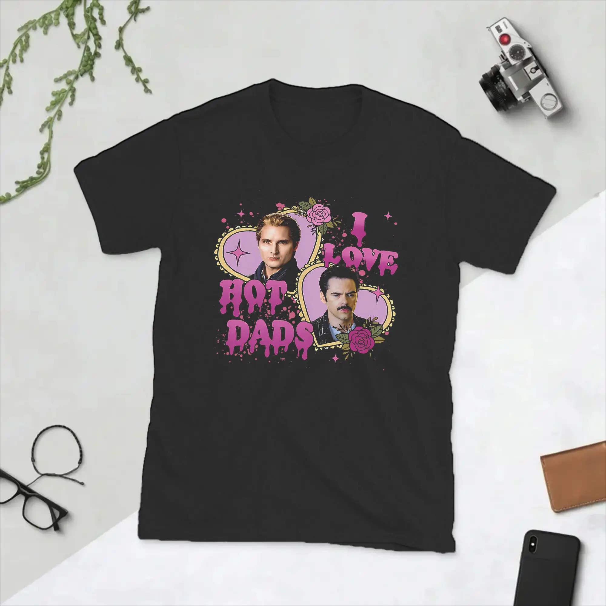 Twilight I Love Hot Dads Charlie Swan Carlisle Cullen Men T Shirt Tees Short Sleeve Crew Neck T-Shirt Cotton Plus Size Clothing