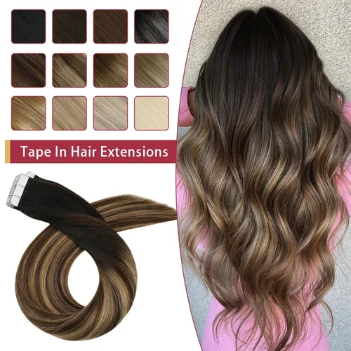 Cinta Moresoo en extensiones de cabello humano, extensión de cabello Remy liso brasileño, cinta Invisible Natural sin costuras ins 100% cabello Real