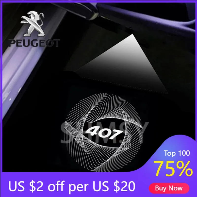 

2026 Hot Car Sticker 2PCS LED Car Door Badge Projector Welcome Light Ghost Shadow Lamp For Peugeot 407 2004-2007 2008 2009 2010