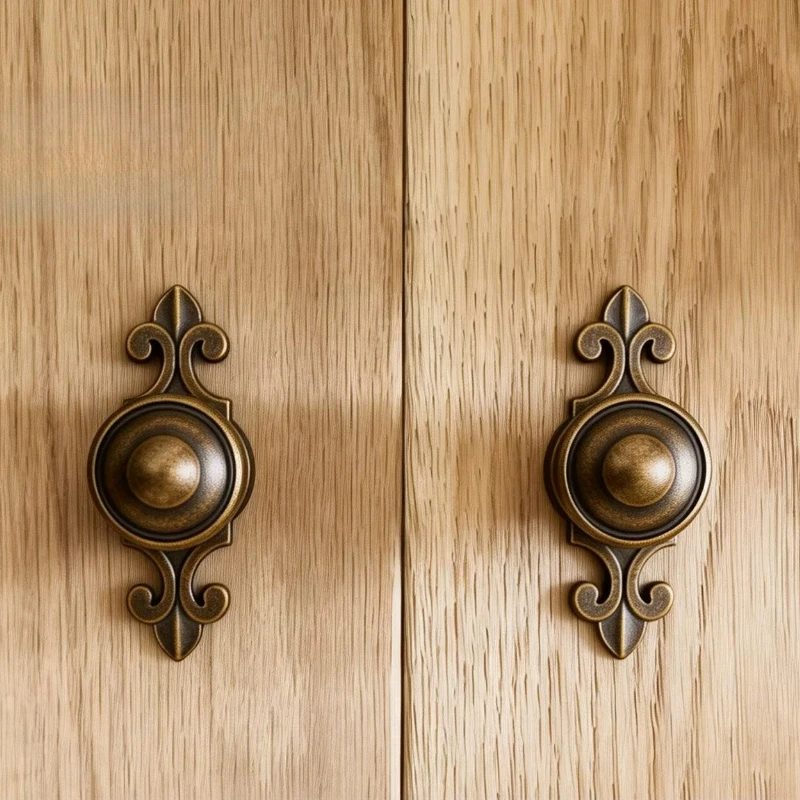 Brass Furniture American Vintage Copper Color Minimalist Shoe Cabinet Drawer Wardrobe Door Single Hole Retro Hardware Handle