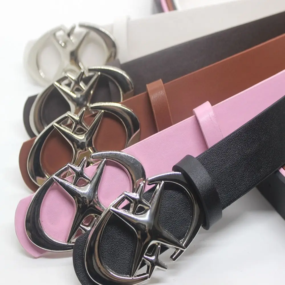 Pu Leather Cross Decorative Belt Men Women Belt Punk Lether Belt Gothic Moon Star Design Y2k Y2k Belt