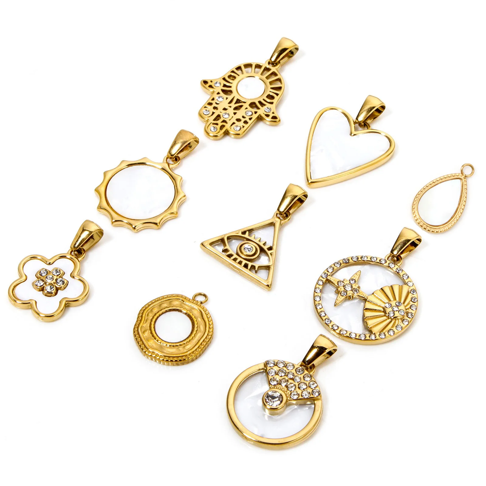 1 Piece 304 Stainless Steel & Natural Shell Charms Gold Plated Sun Star Flower Pendants For DIY Necklace Jewelry Making - view 6