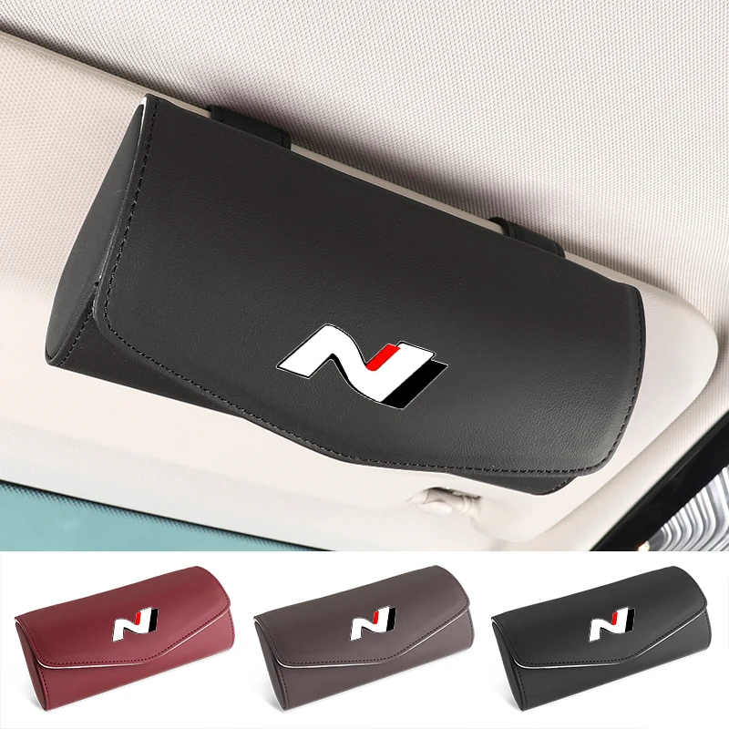 Car Sunglasses Storage Box Sun Visor Eyeglasses Case For Hyundai N Line Performance I30 I40 Sonata Elantra Veloster Kona Tucson